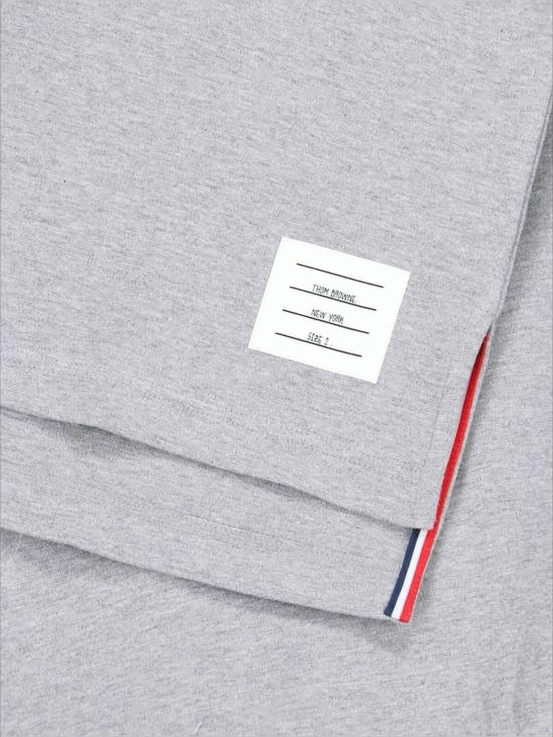 Short-Sleeved Light Grey Cotton T-Shirt with Striped Cuffs
