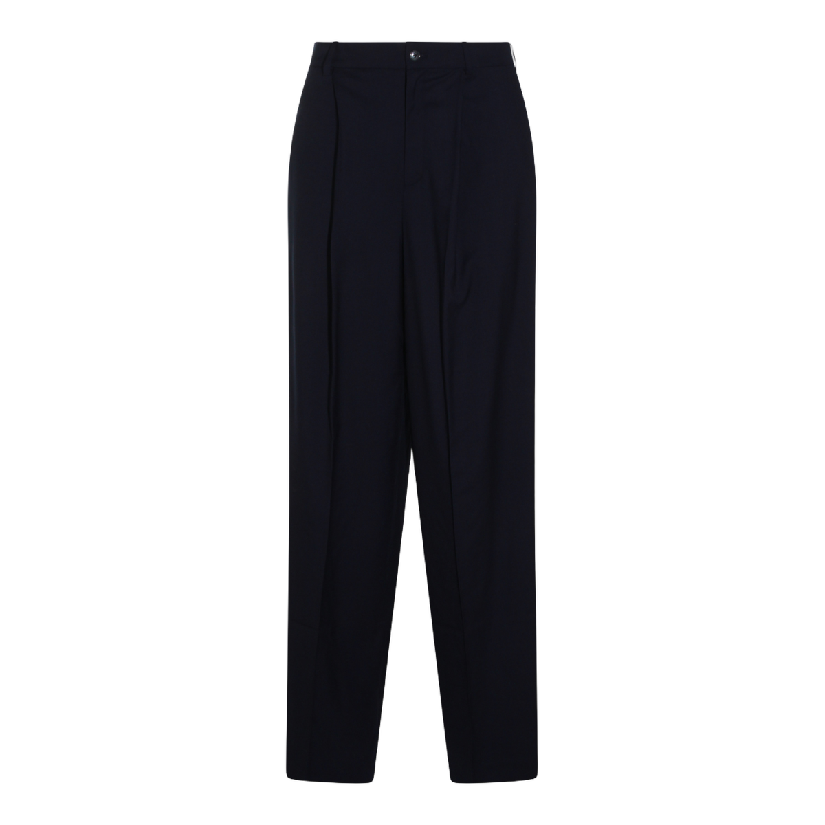 High-Waisted Straight-Leg Trousers with Front Pleats