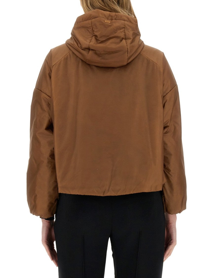 Cropped Brown Nylon Jacket