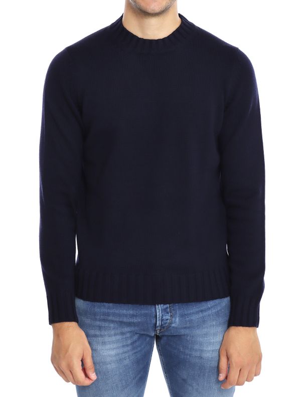High Crew Neck Extra-Fine Merino Wool Sweater