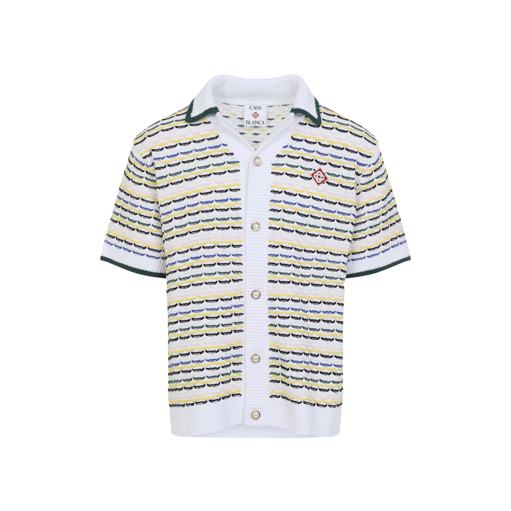 Textured Cotton Button-Up Shirt With Ribbed Details