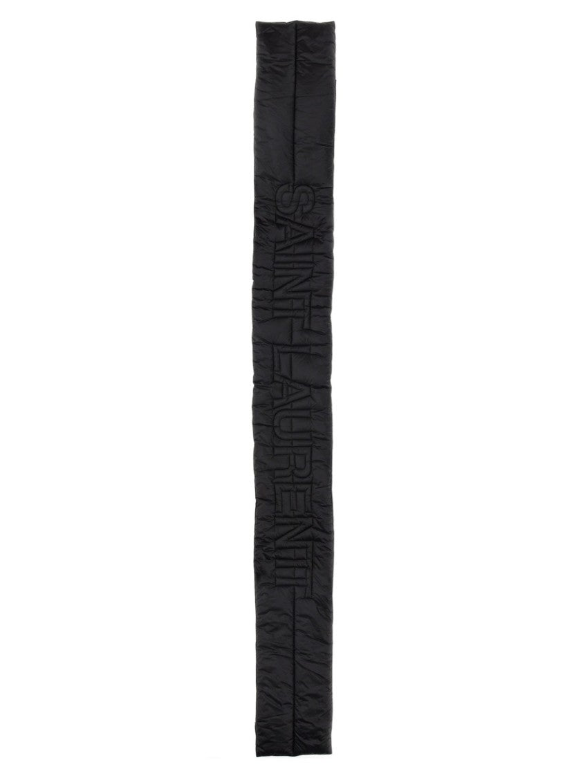 Quilted Black Scarf With Embossed Logo Detail
