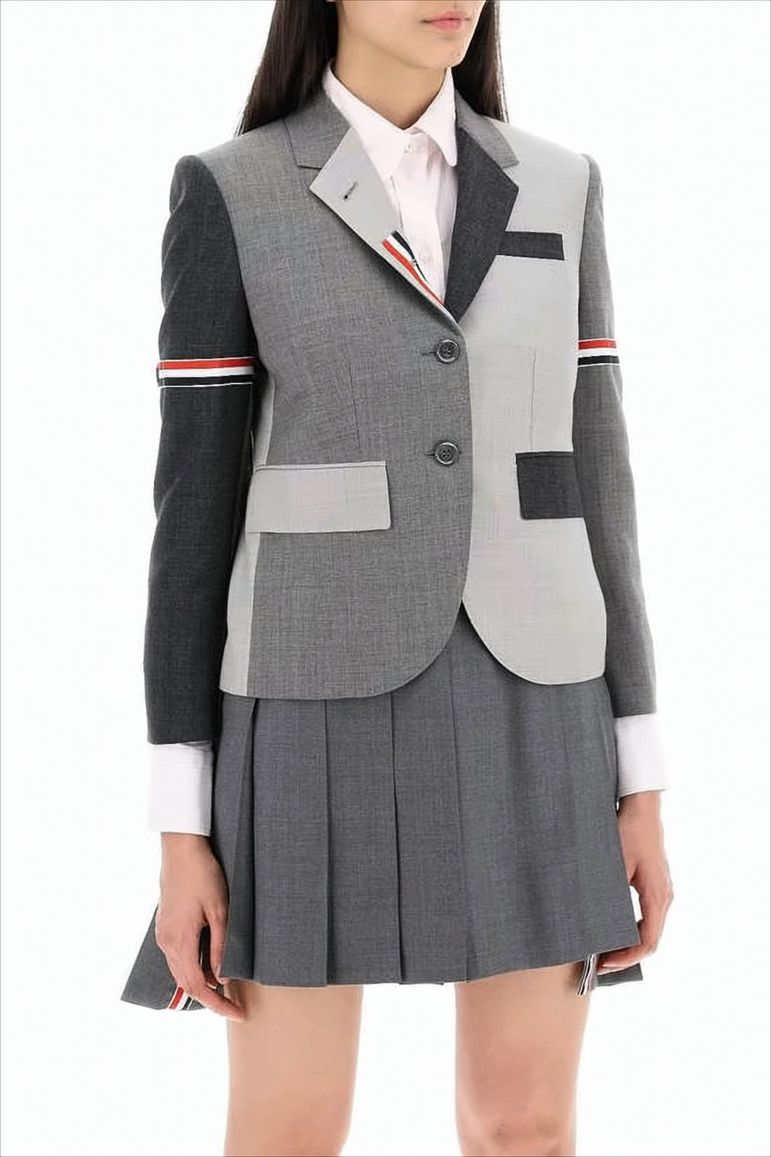 Patchwork Design Wool Sport Coat