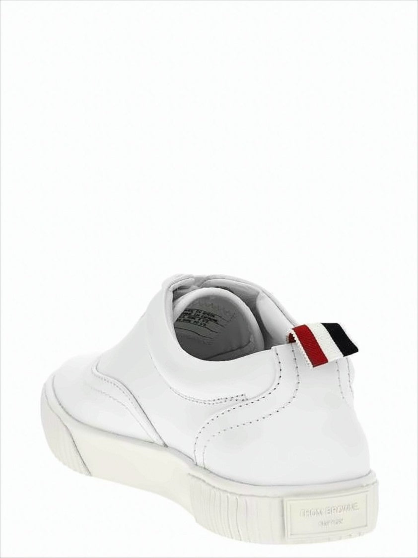 Low-Top Calf Leather Sneakers with Tricolor Pull Tab