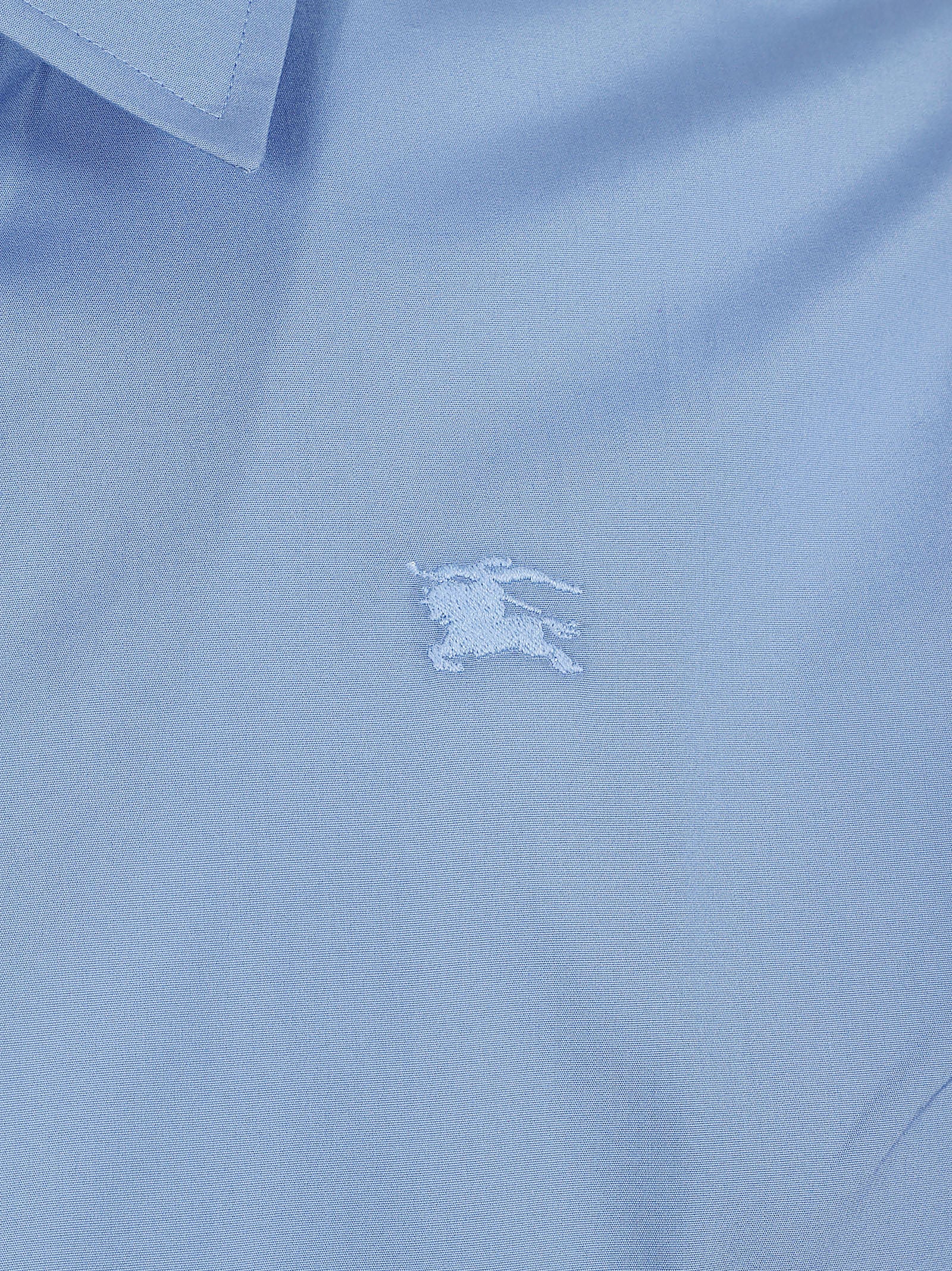 Long Sleeve Powder Blue Button-Down Shirt with Embroidered Logo