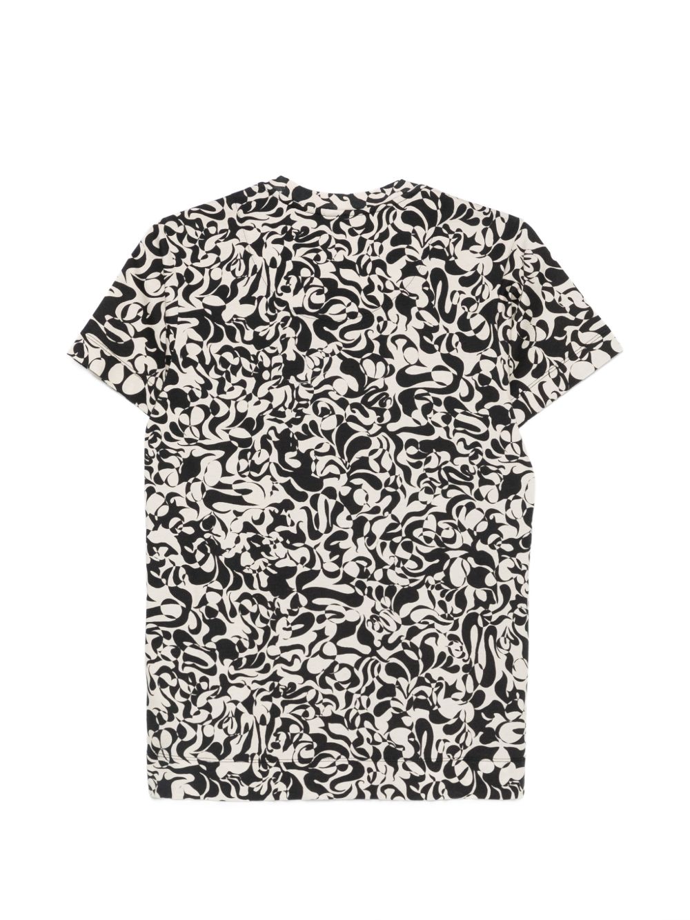 Black Beige Patterned Crew Neck T-Shirt