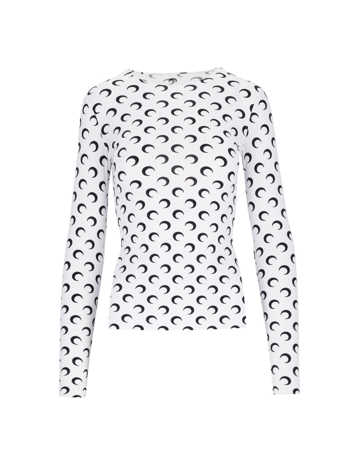 White Moon Logo Fitted Long-Sleeve Top