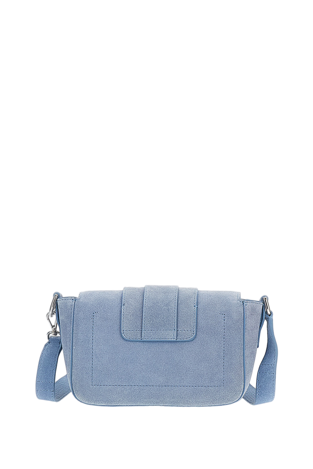 Suede Leather Rectangular Flap Bag With Magnetic Closure