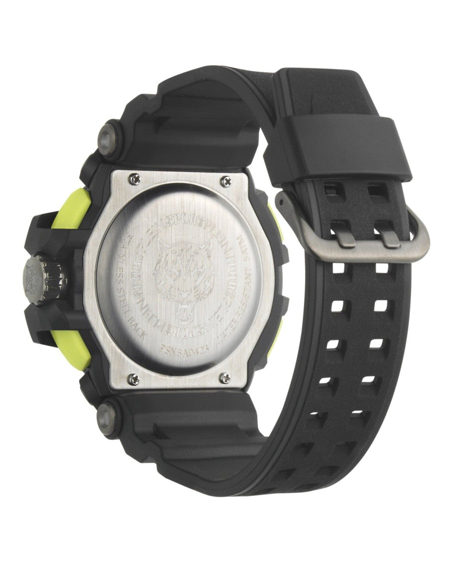 Robust 50Mm Digital Watch With Black Silicone Strap