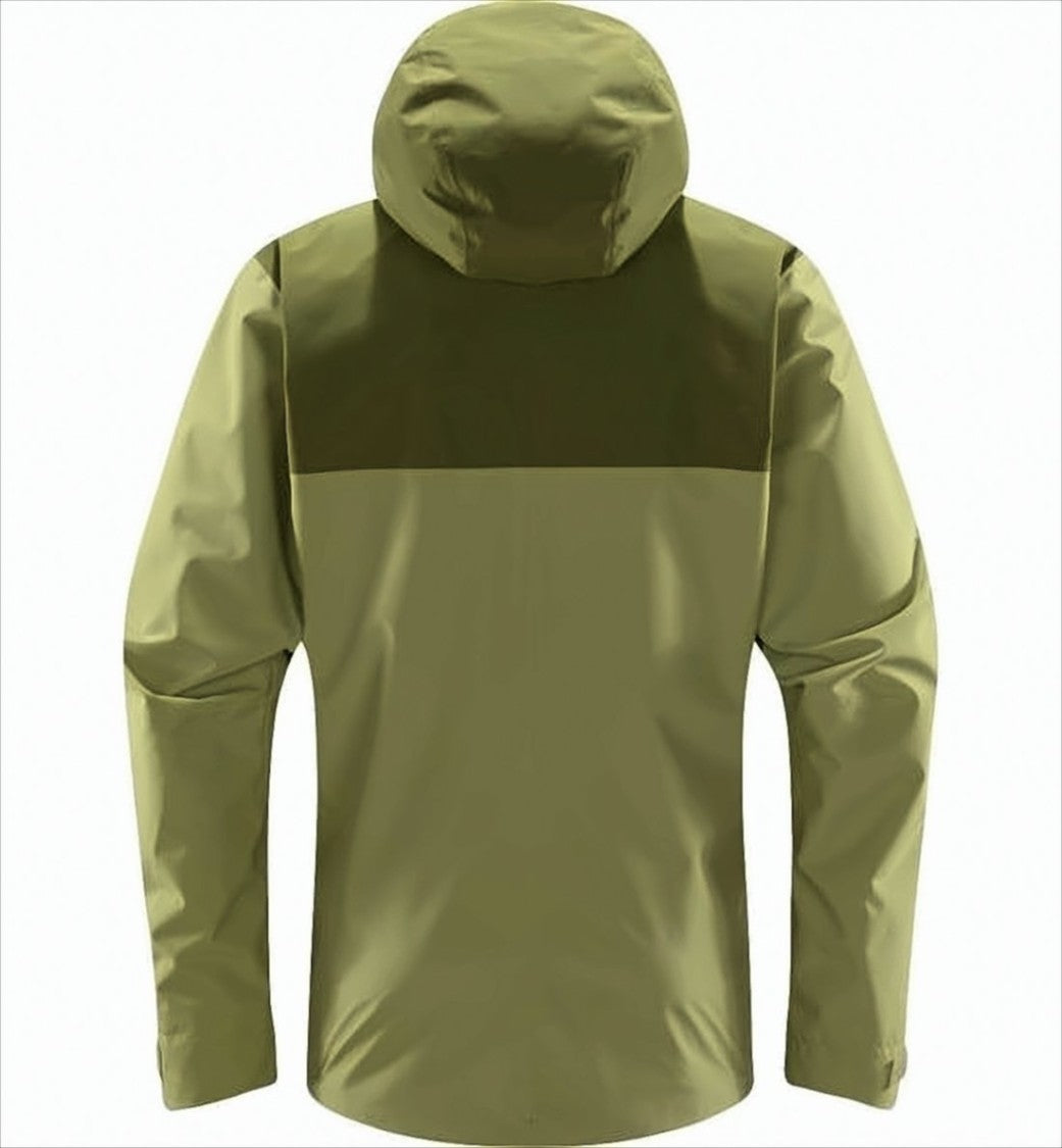 Two-Tone Olive Green Jacket with Snap-Button Placket