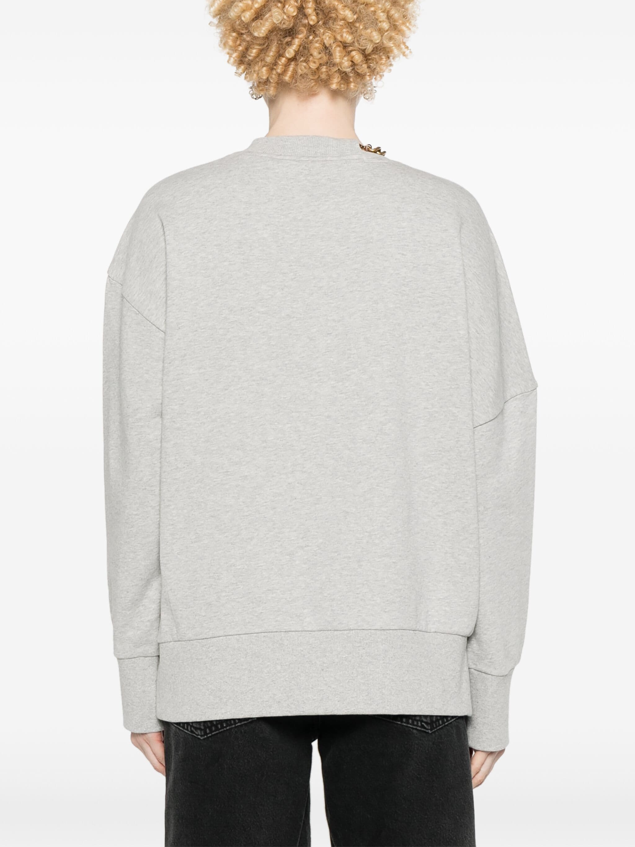 Black Sweatshirt Oversized Chain Cotton Sweatshirt