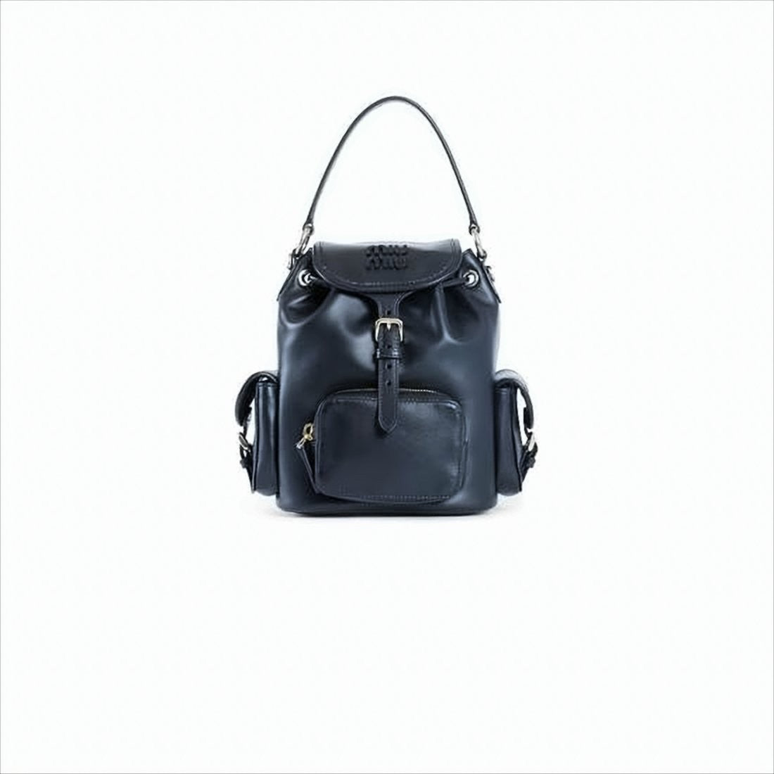 Structured Black Leather Crossbody Bag
