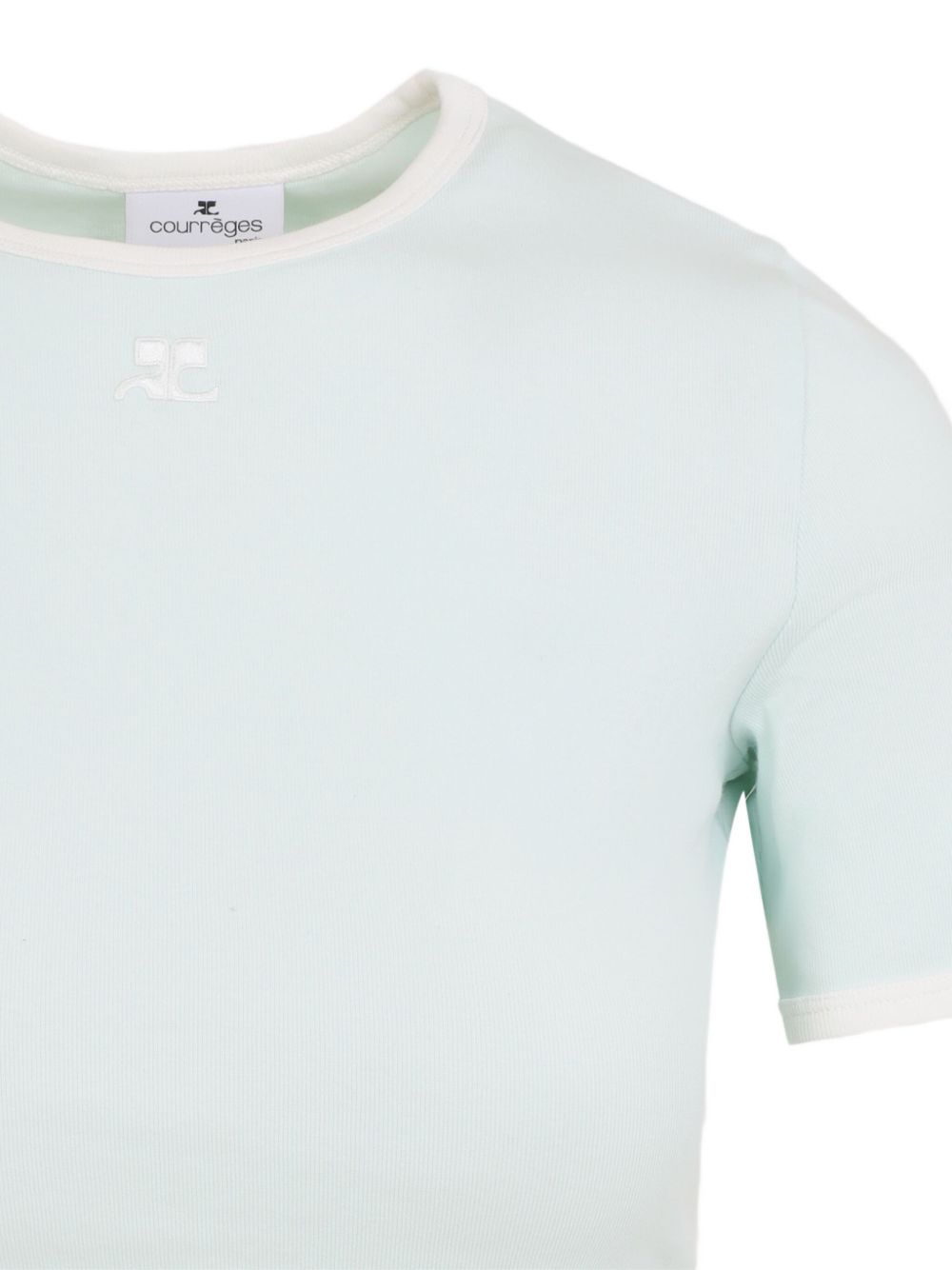 Fitted Short-Sleeve Top with Contrasting Trim