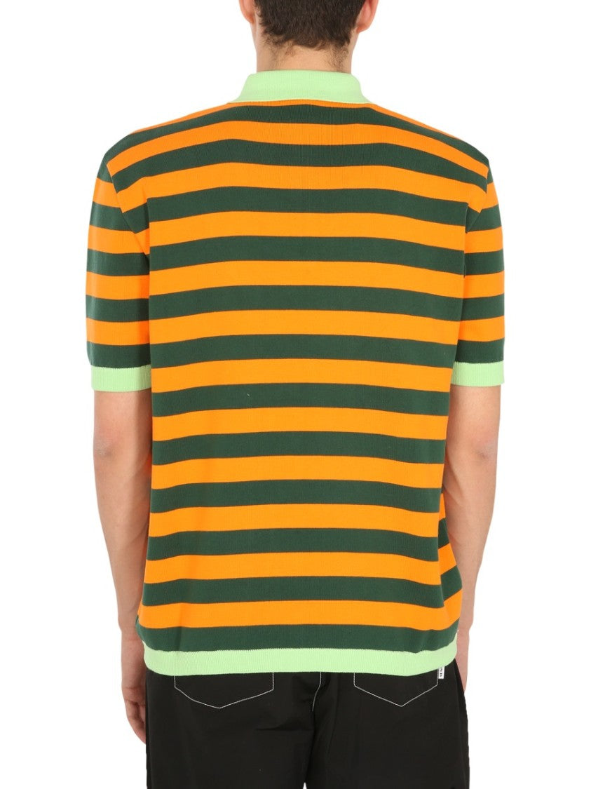 Horizontal Striped Knitted Polo Shirt