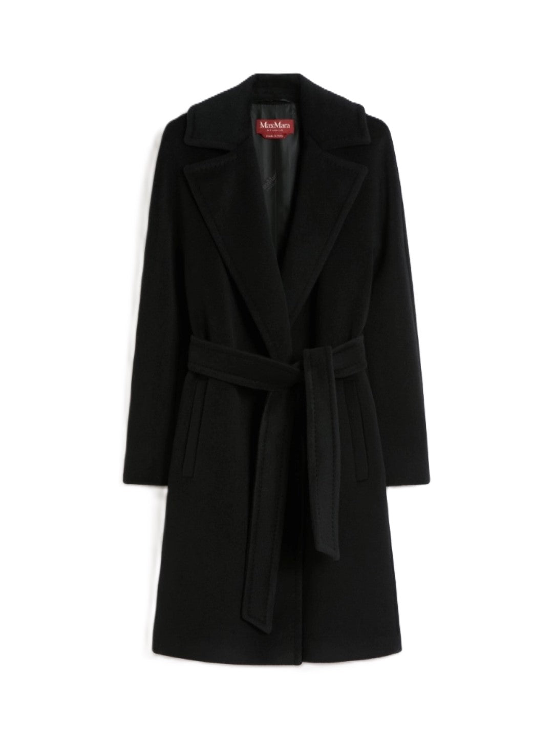 Classic Tailored Black Virgin Wool Coat