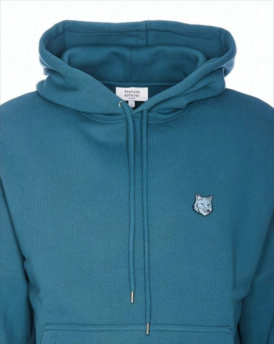 Teal Blue Pullover Hoodie With Classic Design And Embroidered Logo