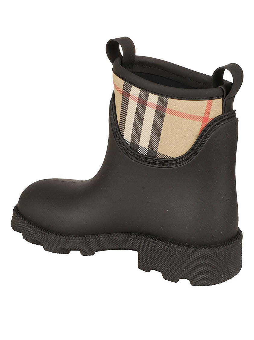 Black Ankle Boots With Tartan Cuff