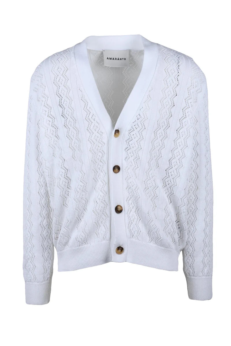 Tricot Cotton Cardigan - White