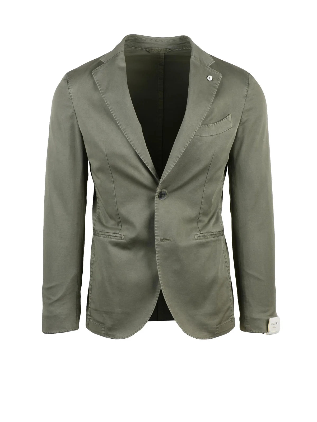 Sage Green Cotton Elastane Fitted Jacket