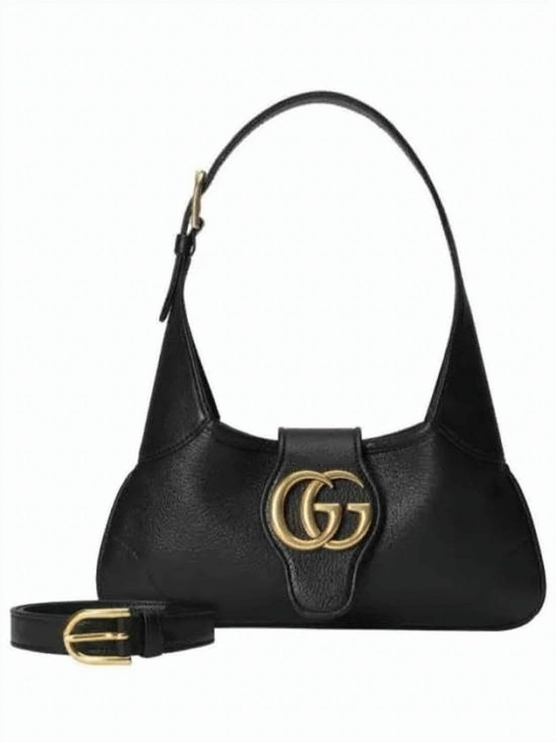 Structured Black Leather Shoulder Bag