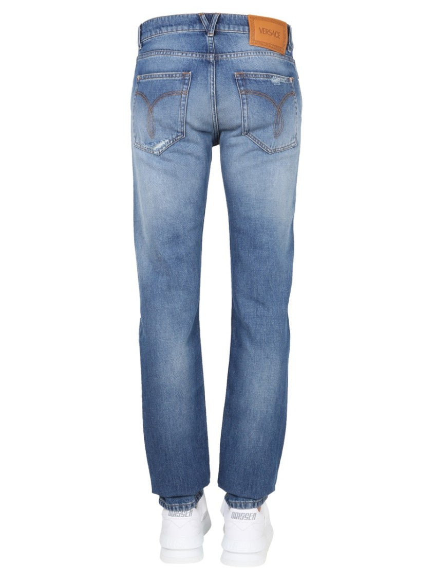 Straight-Leg Jeans With Distressed Detailing