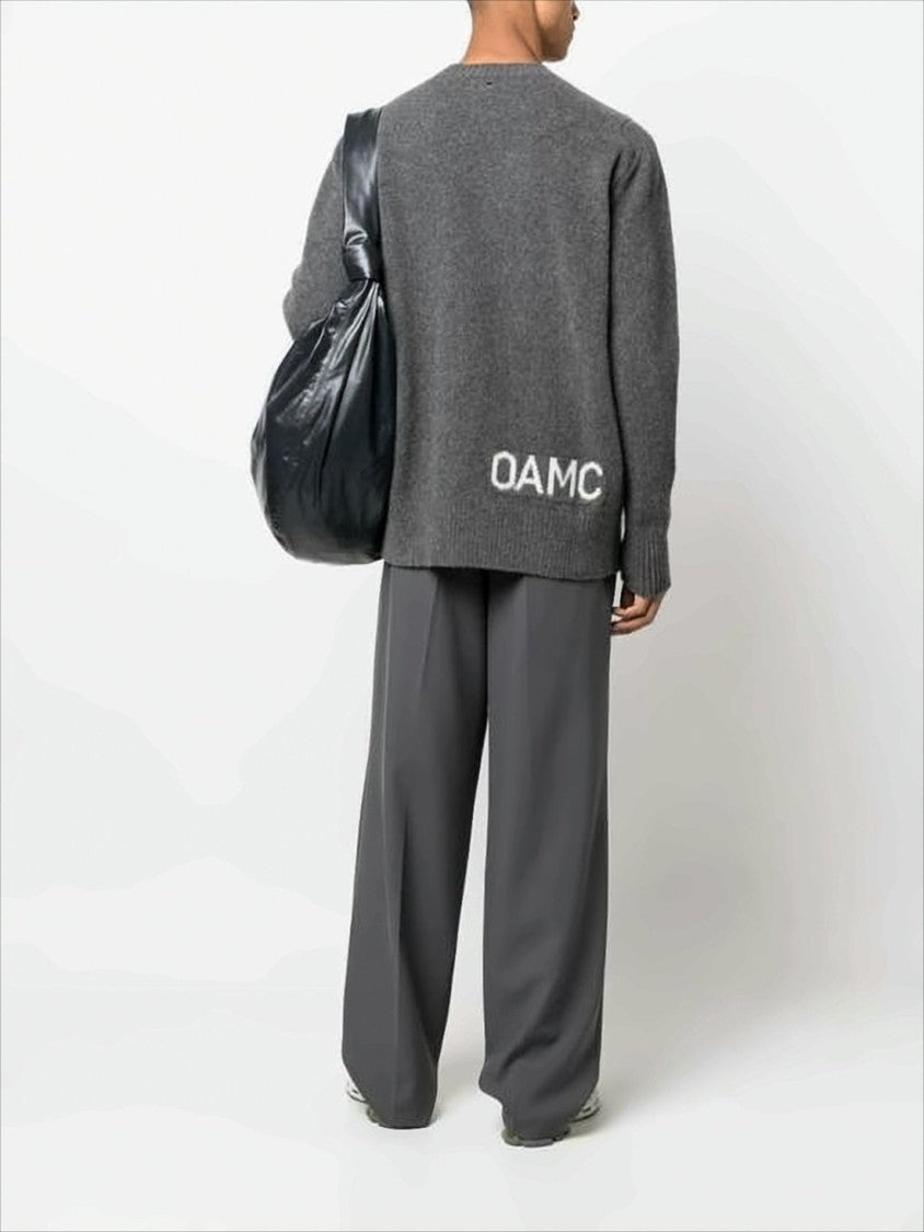 Relaxed Fit Wool Sweater with Ribbed Detailing