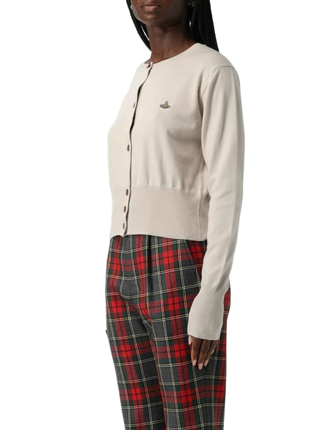 Cropped Knit Cardigan with Fitted Waistband