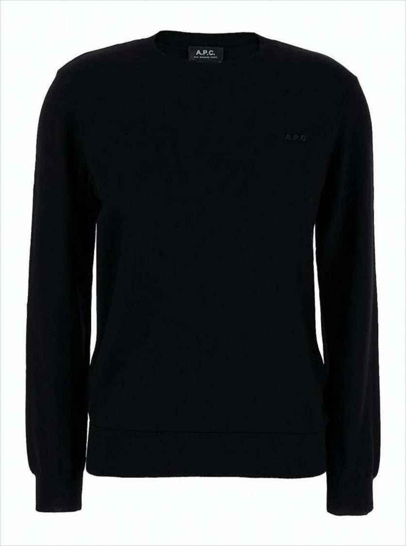 Black Knit Sweater with Classic Crew Neckline