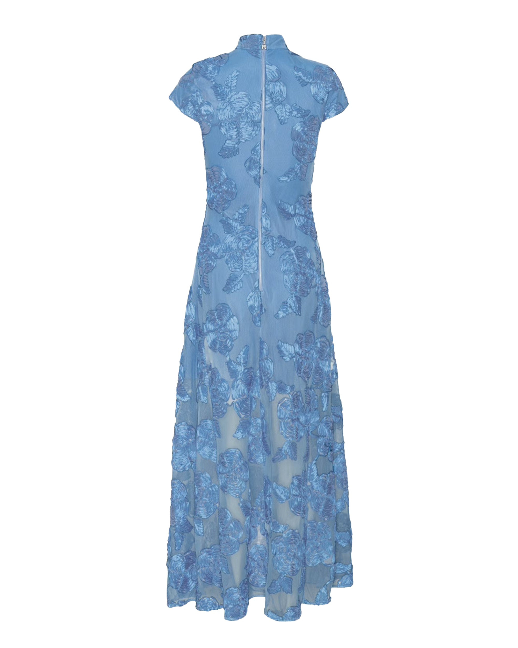 Hydrangea Mesh Cap-Sleeve Dress
