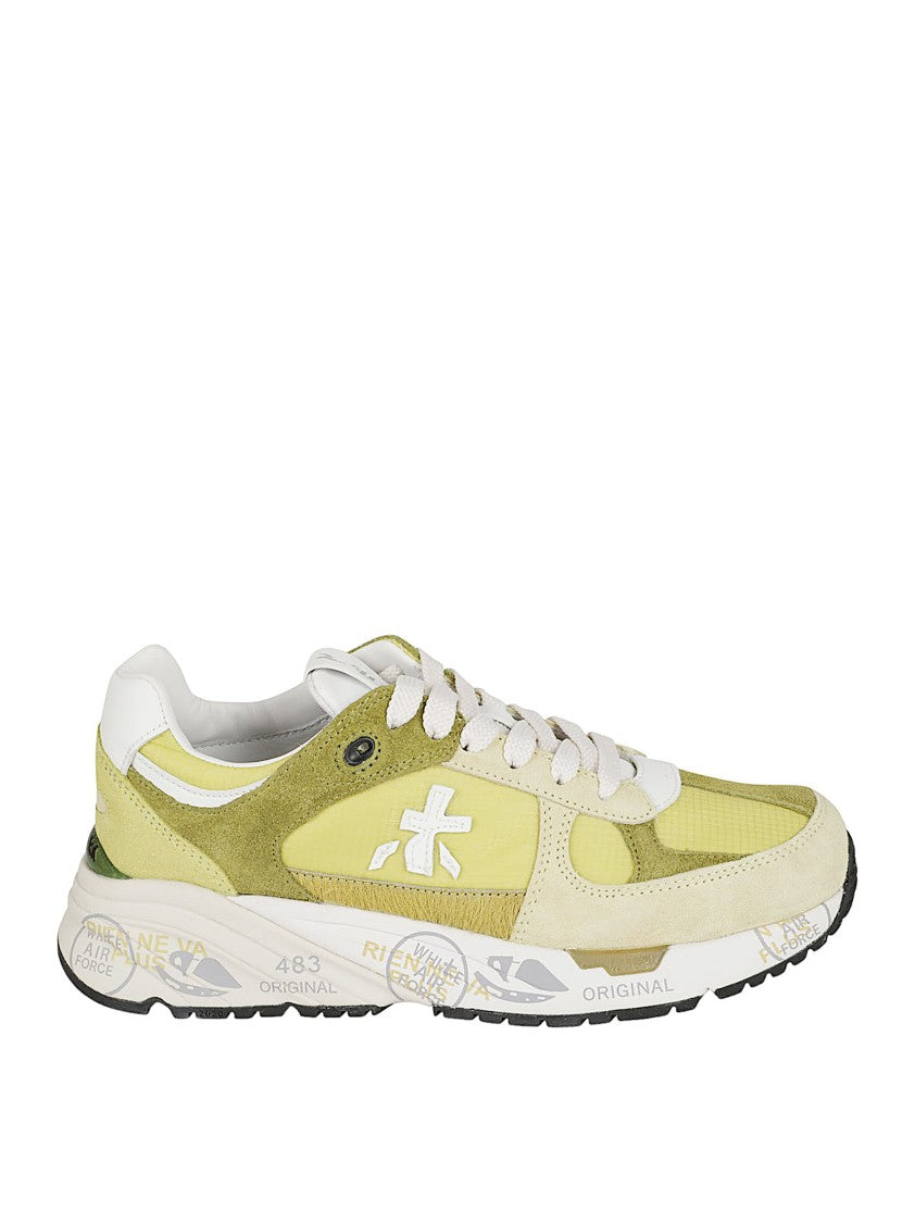 Vintage-Inspired Green Sneakers With Suede And Leather Accents