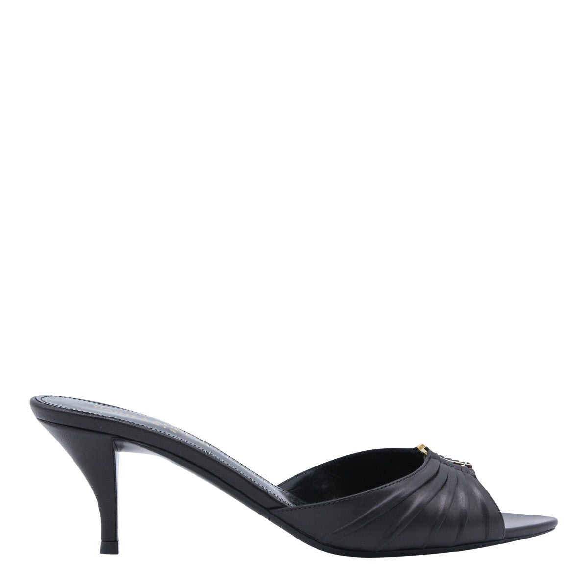 Open-Toe Gathered Leather Sandals