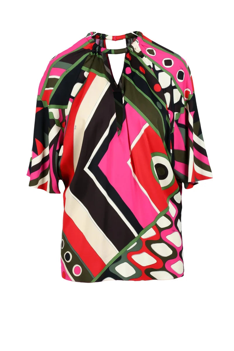 Jersey Blouse - Green/Red