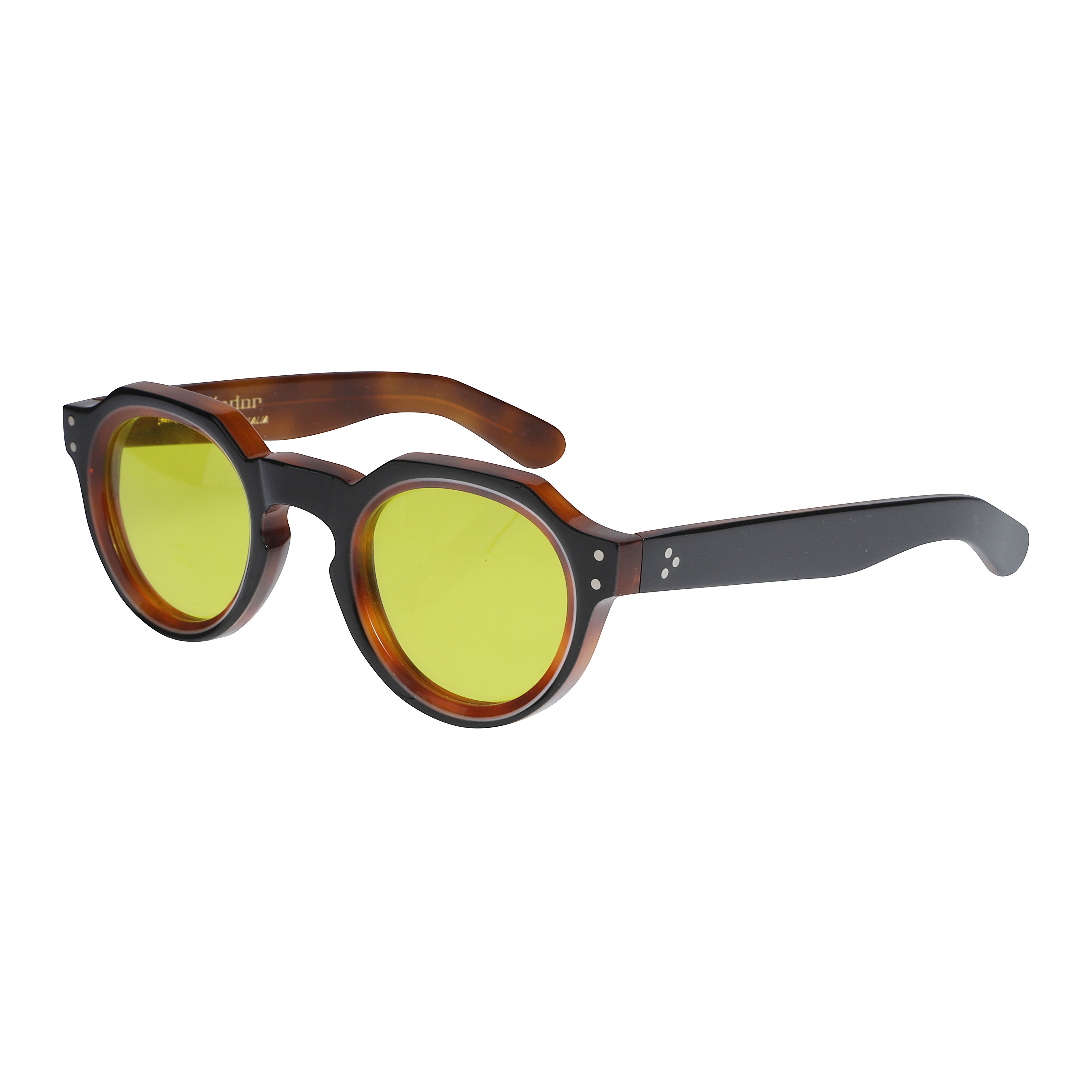 Spike Round Yellow Lens Sunglasses with Tortoiseshell Frame