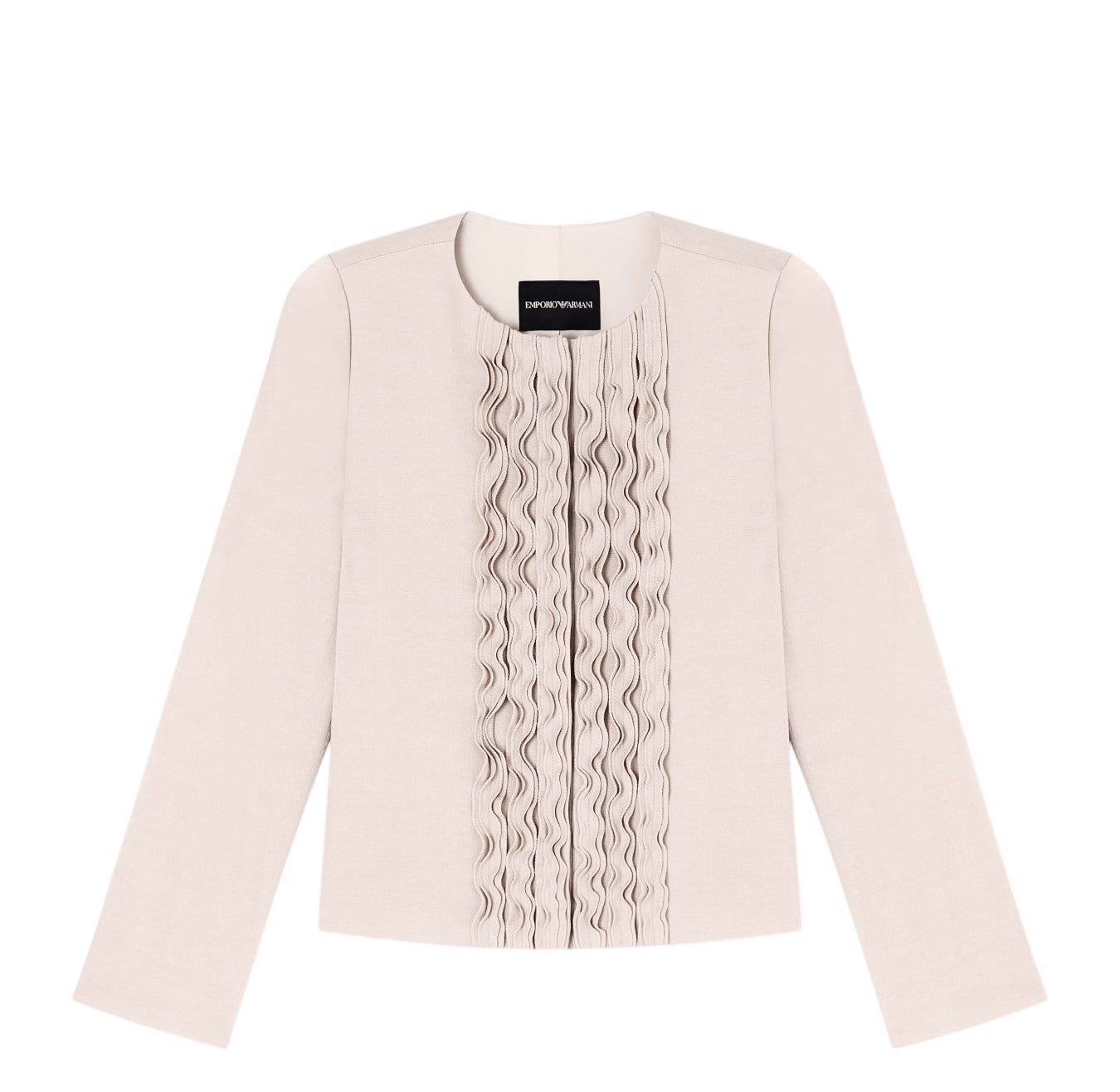 Textured Weave Fabric Ruffled Fitted Jacket