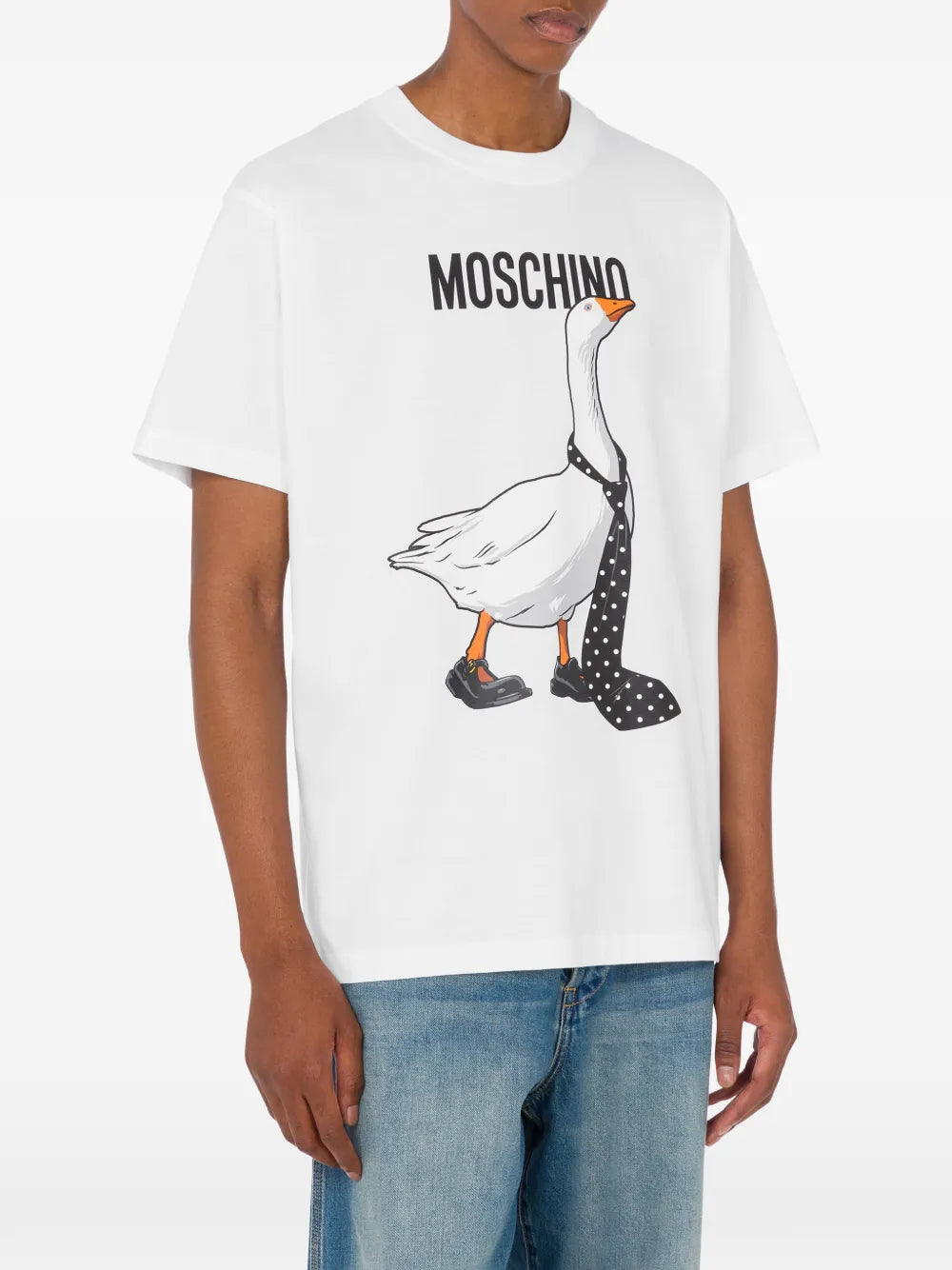 Graphic Goose Print T-Shirt With Classic Crew Neckline