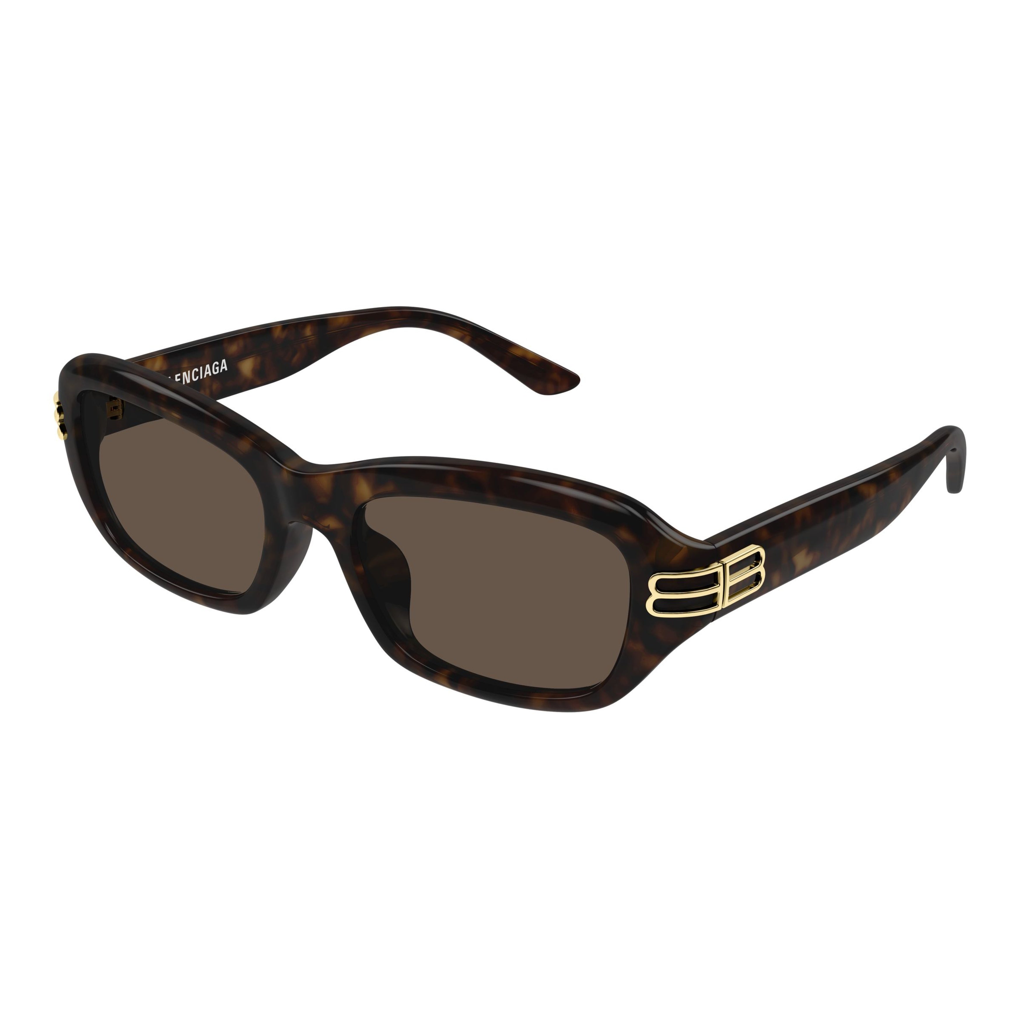 Tortoiseshell Rectangular Frame Sunglasses With Gold Detailing