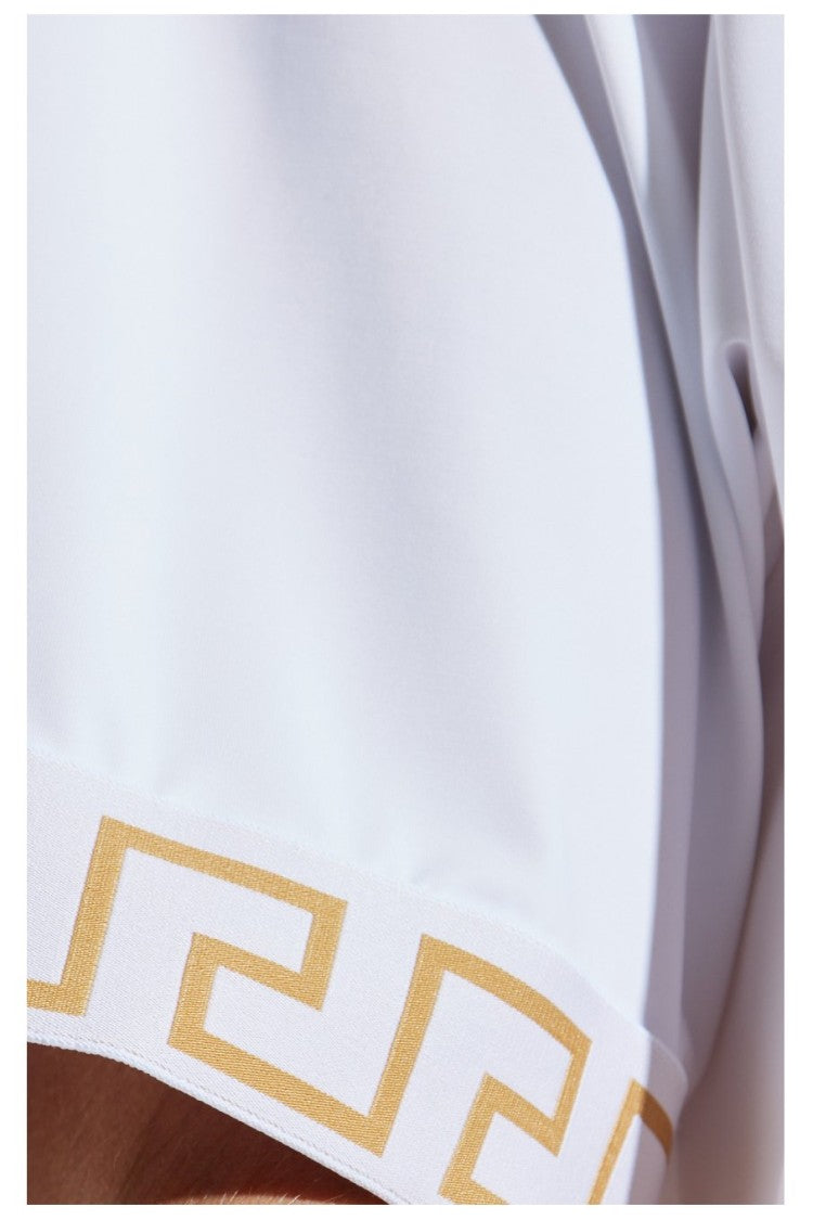 Minimalist Short-Sleeved T-Shirt with Decorative Sleeve Patterns
