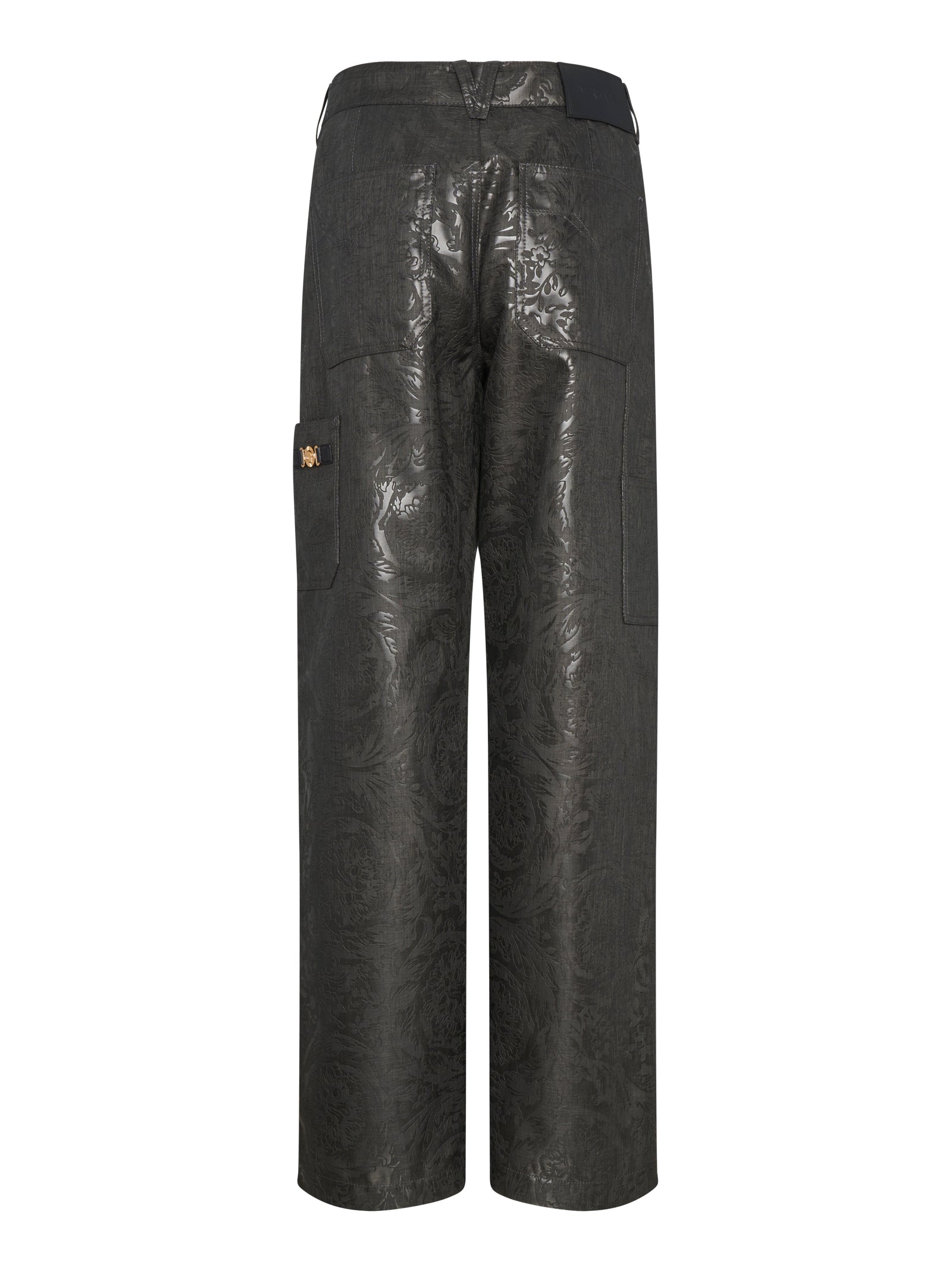 Grey Jacquard Trousers With Five-Pocket Design