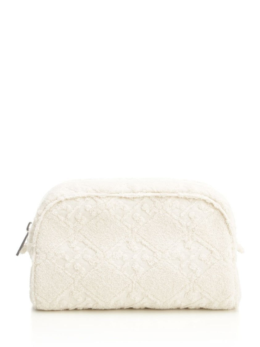 Textured White Bag With Zip Closure