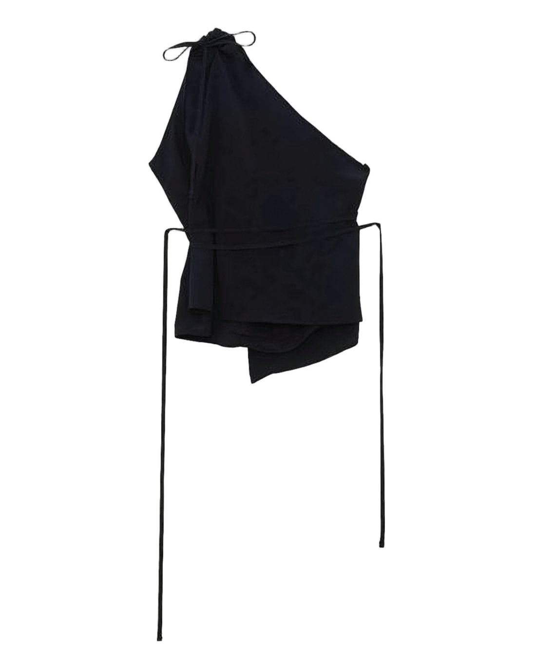 Asymmetrical One-Shoulder Silk Top with Ties