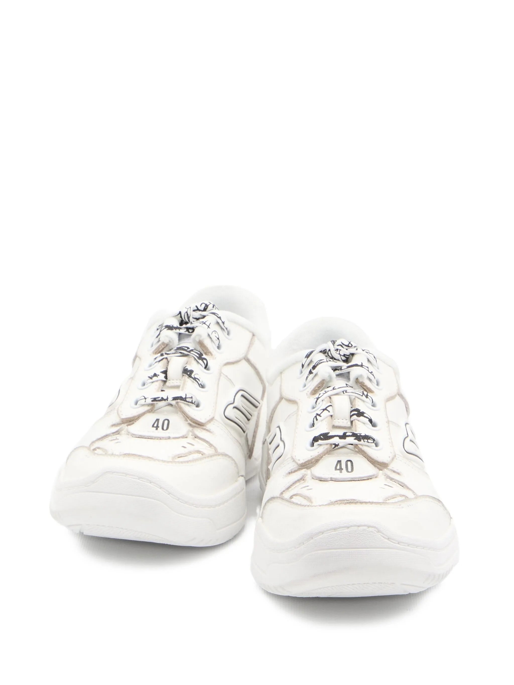 White Hamptons Wornout Distressed Leather Sneakers