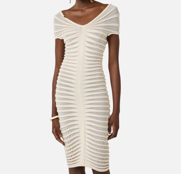 Cotton Viscose Embossed Midi Dress