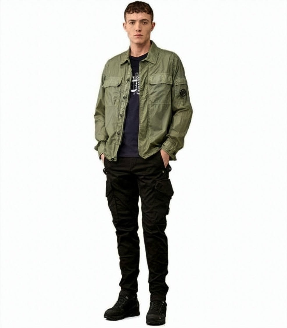 Lightweight Olive Green Polyamide Jacket With Lens Detail