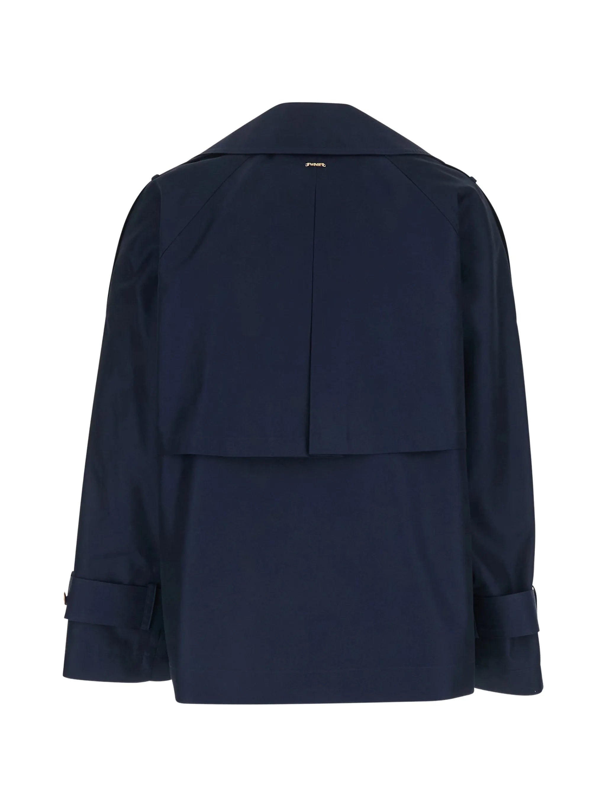 Blue Caban Cropped Double-Breasted Peacoat
