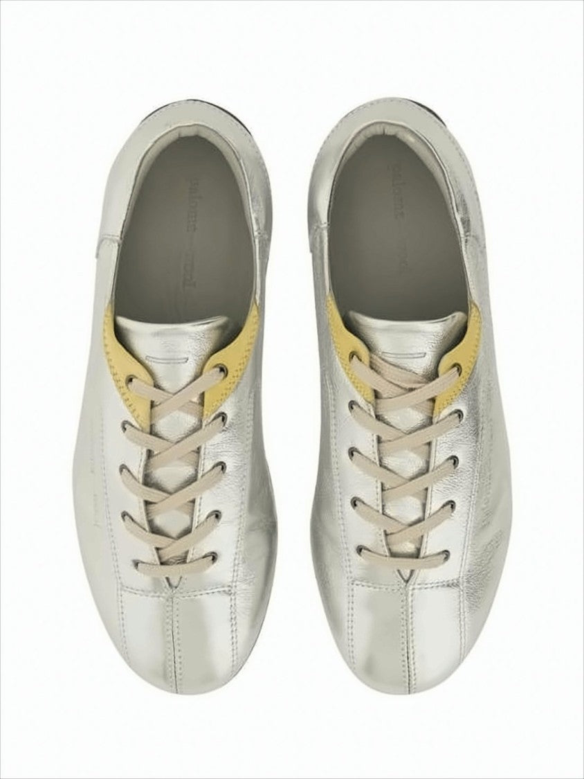 Smooth Leather Sneakers with Metallic Finish