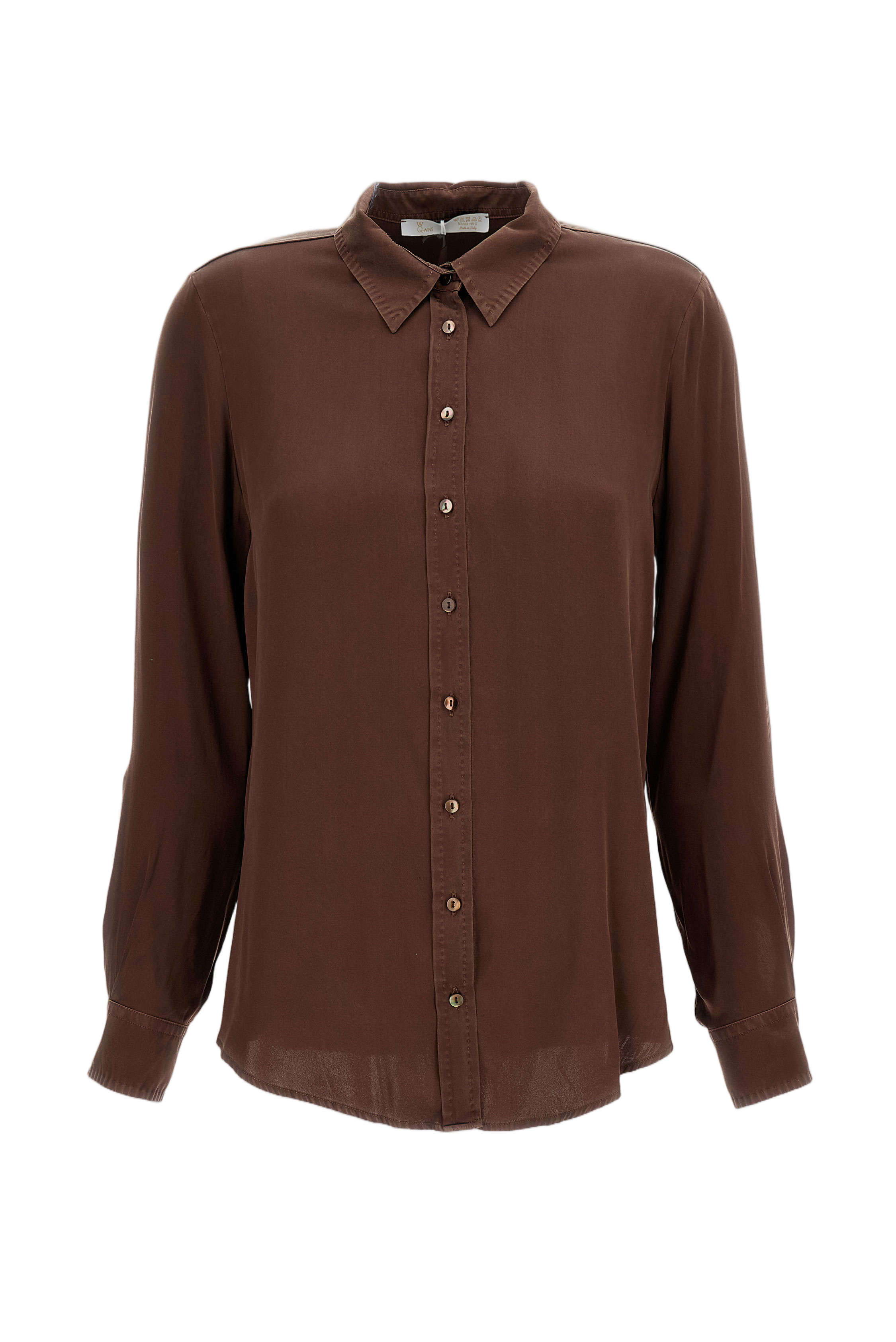 Long-Sleeve Brown Shirt with Classic Collar
