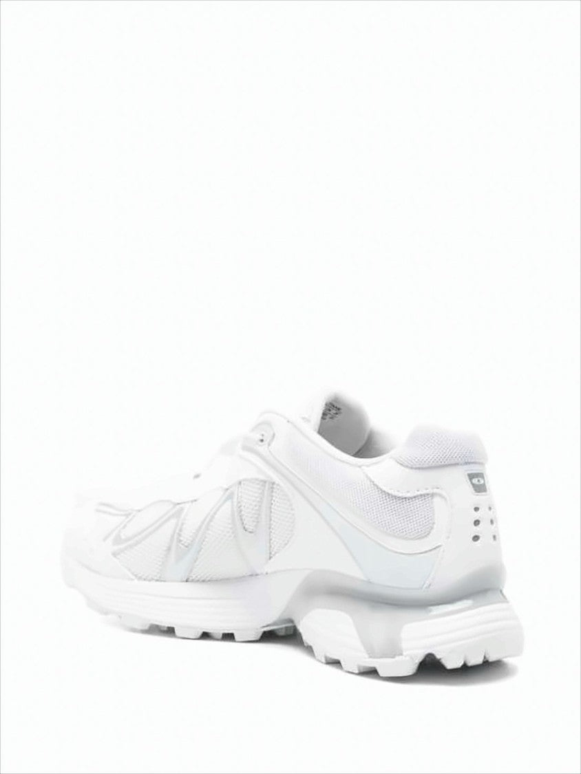 White Textile Sneakers with Rugged Sole