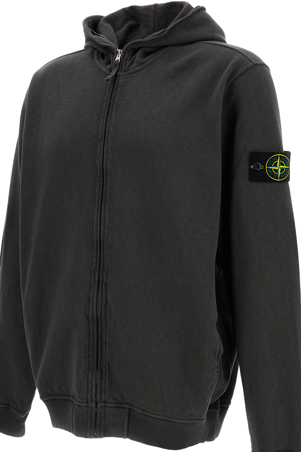 Diagonal Fleece Hooded Sweatshirt with Iconic Badge