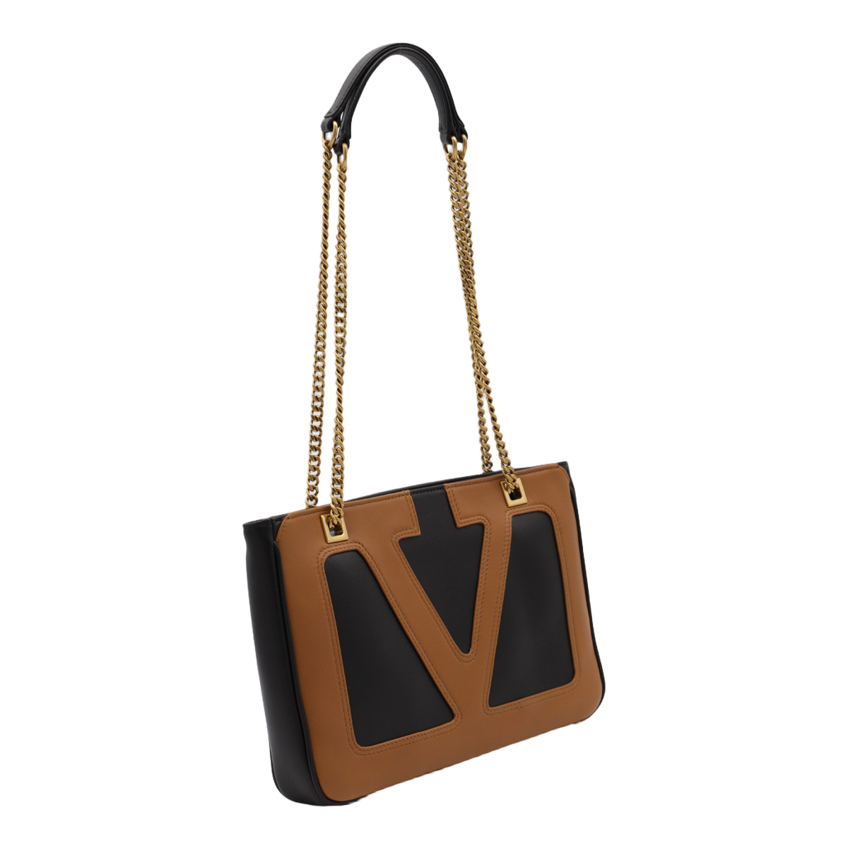 Rectangular Handbag with Oversized V-Shape Design