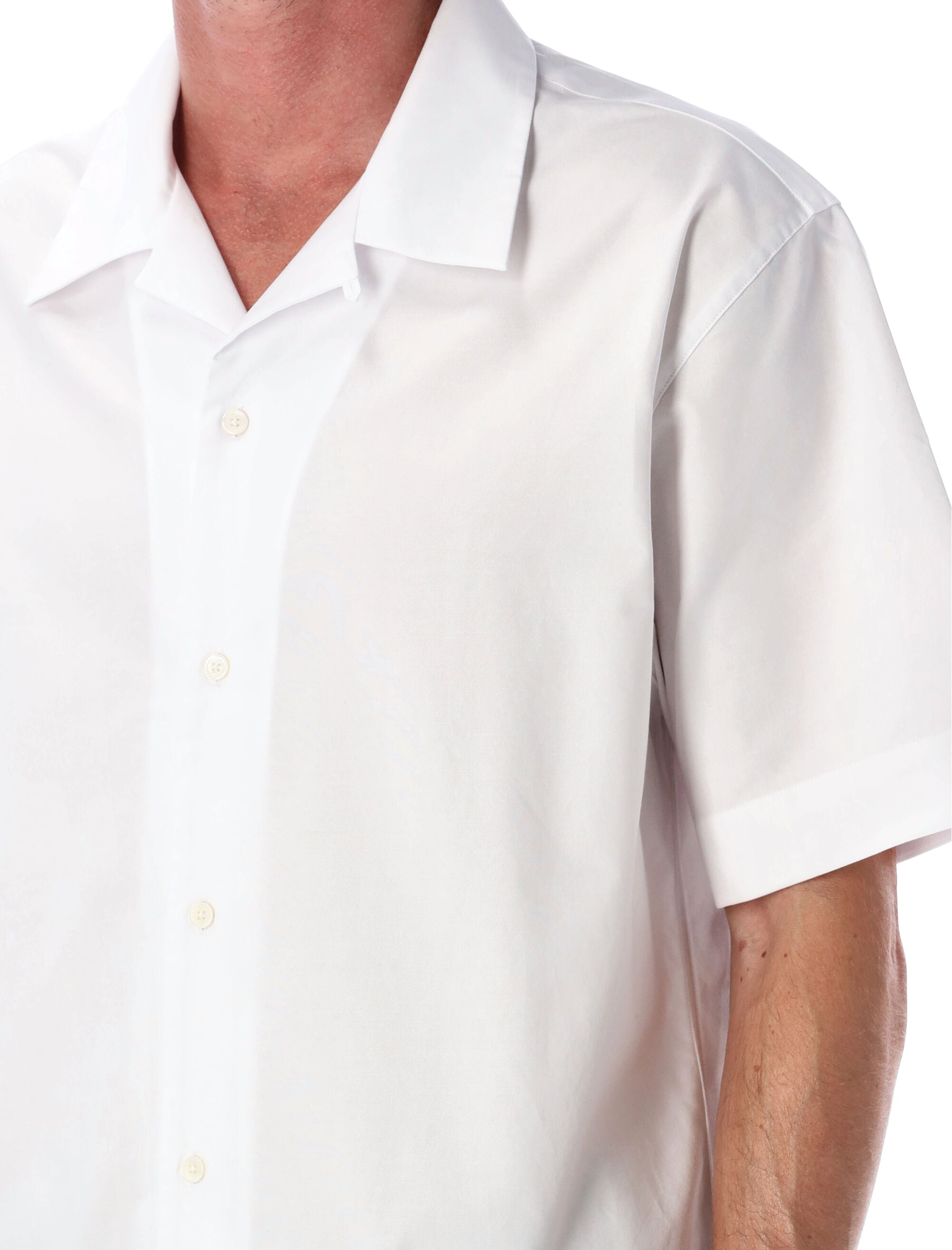 White Cotton Hawaiian Collar Shirt